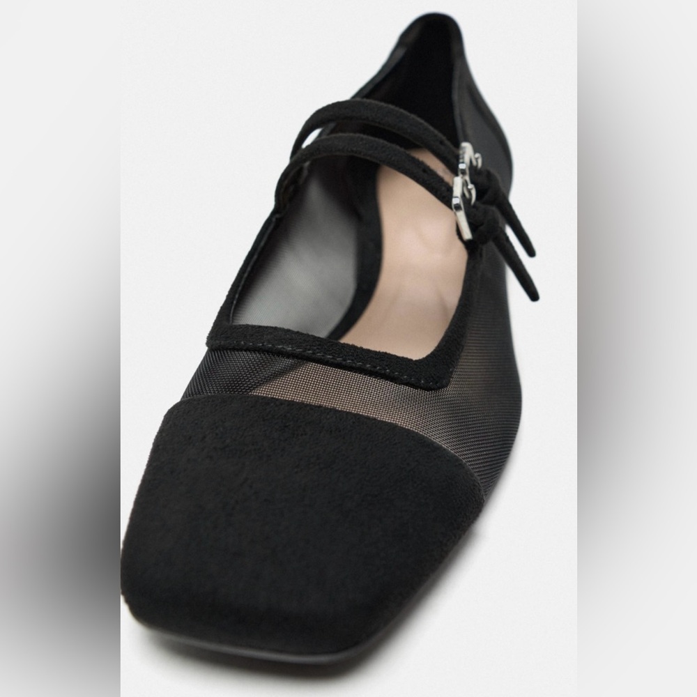 Zara Black Flats with Sheer Detail - Picture 9 of 13